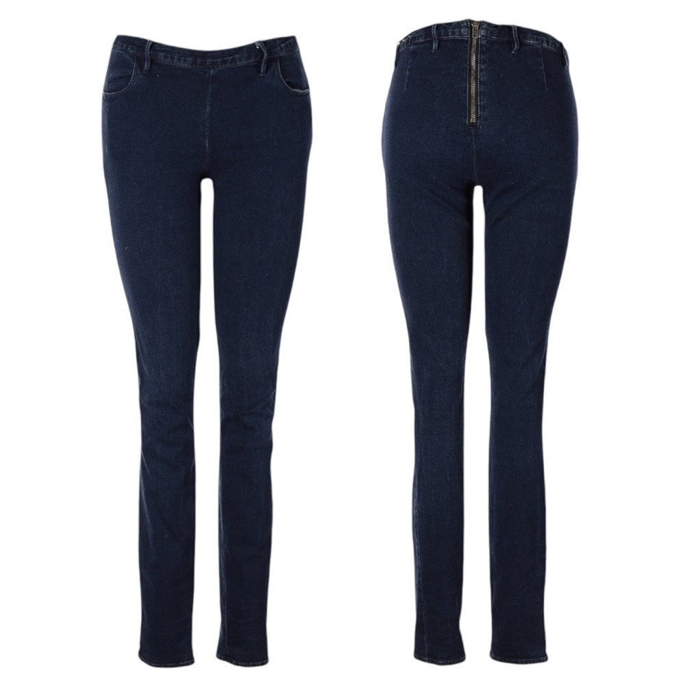 Madewell Back Zip Flat Front Dark Wash Stretchy Skinny Jeggings Jeans Size 27